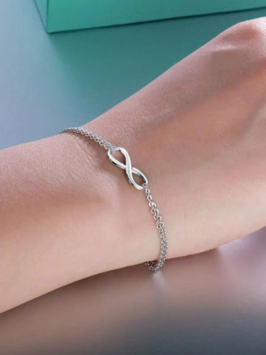 Pinterest Infinity-shaped Bracelet Anti-tarnish Stainless Steel Bracelet (Silver)