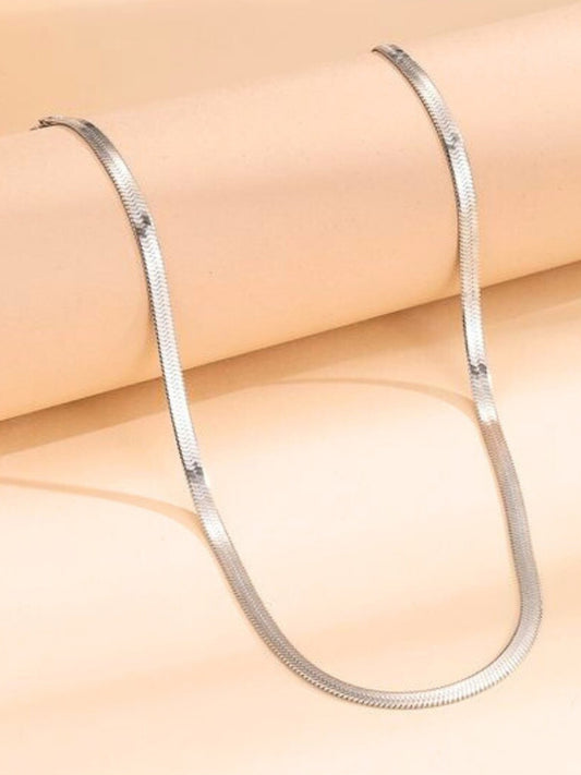 Viral Herringbone Snake Necklace Chain (Silver)