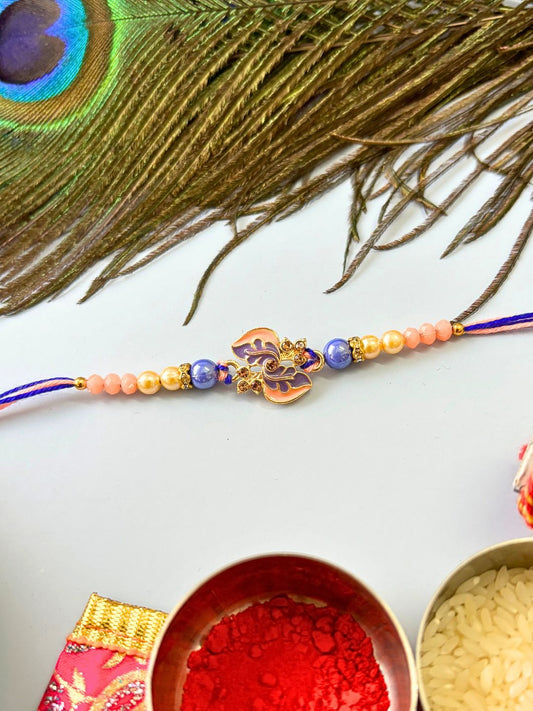 Meenakari Rakhi with Roli Chawal for Brother (Lavender Peach)