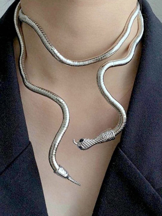 Viral Bendable Snake Choker Necklace (Silver)