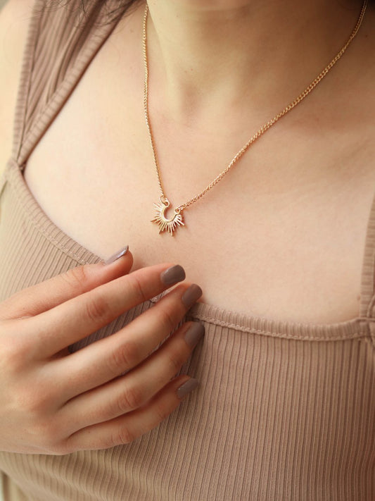 Sunshine Sun Burst Necklace Chain (Gold)