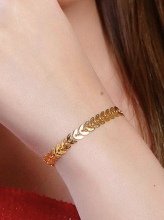 Pinterest Leaf Bracelet Anti-tarnish Stainless Steel Bracelet (Gold)