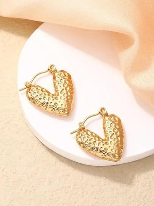 Gold-plated Anti-tarnish Stainless Steel Heart-shaped Minimalistic Hoop Earrings for Women
