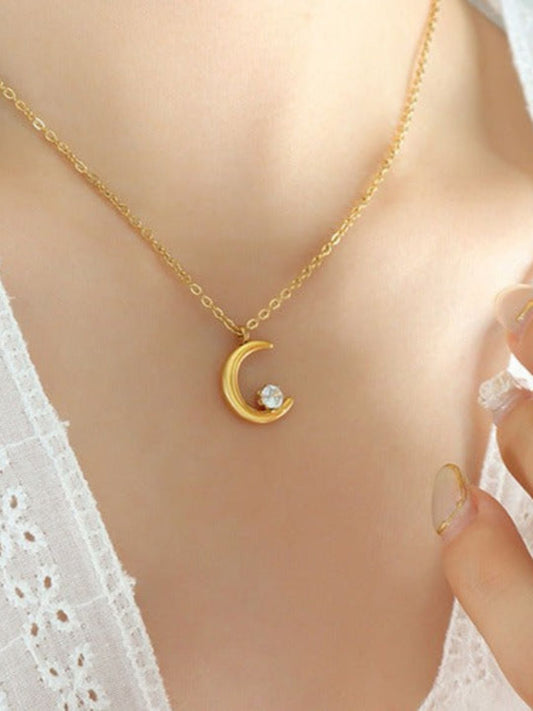 Moon Lovers Celestial AD Stone Necklace Chain (Gold)