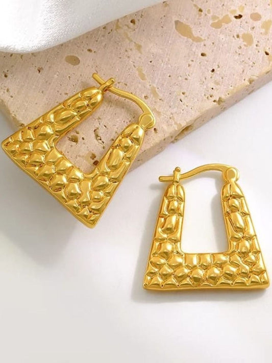 Gold-plated Anti-tarnish Stainless Steel Geometric Minimalistic Hoop Earrings for Women