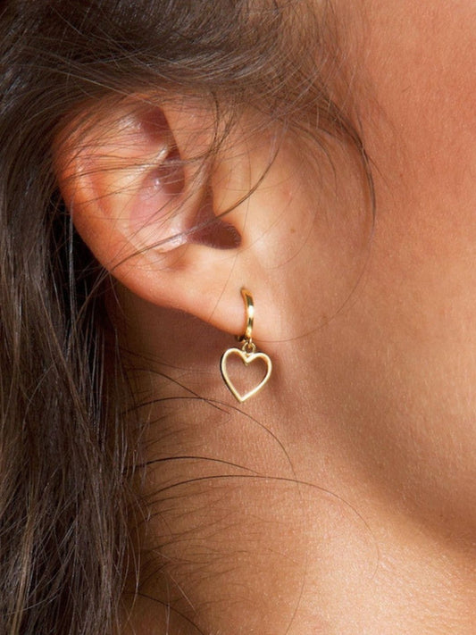 Gold-plated Heart-shaped Minimalistic Hoop Earrings for Women