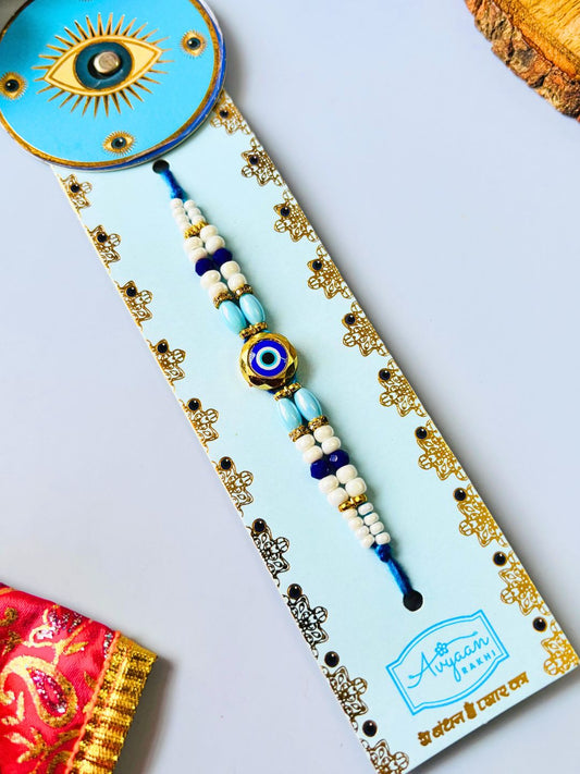 Evil Eye Beaded Rakhi with Roli Chawal