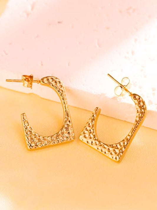 Gold-plated Anti-tarnish Stainless Steel Rectangular Minimalistic Stud Earrings for Women