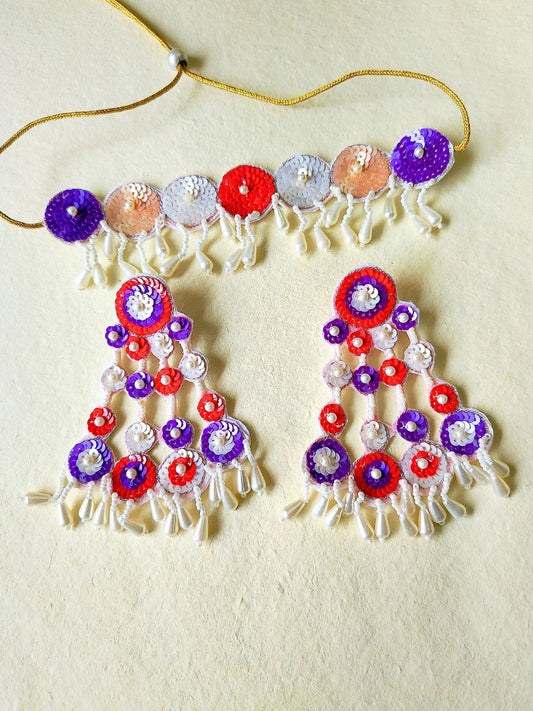 Sequina Choker Set (Purple and Orange)