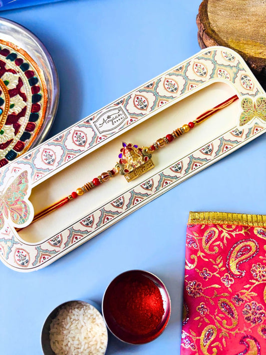 Shri Ramji Traditional Rakhi with Roli Chawal for Brother