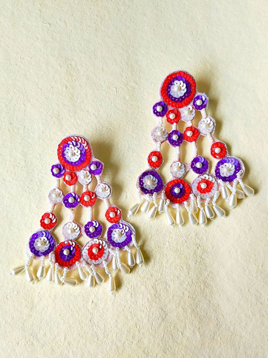 Sequina Earrings (Purple and Orange)