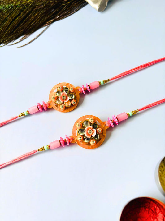 Embellished Resin Rakhi with Roli Chawal for Brother (Pack of 2)