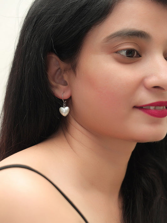 Heart-shaped Mother of Pearl Drop Earrings