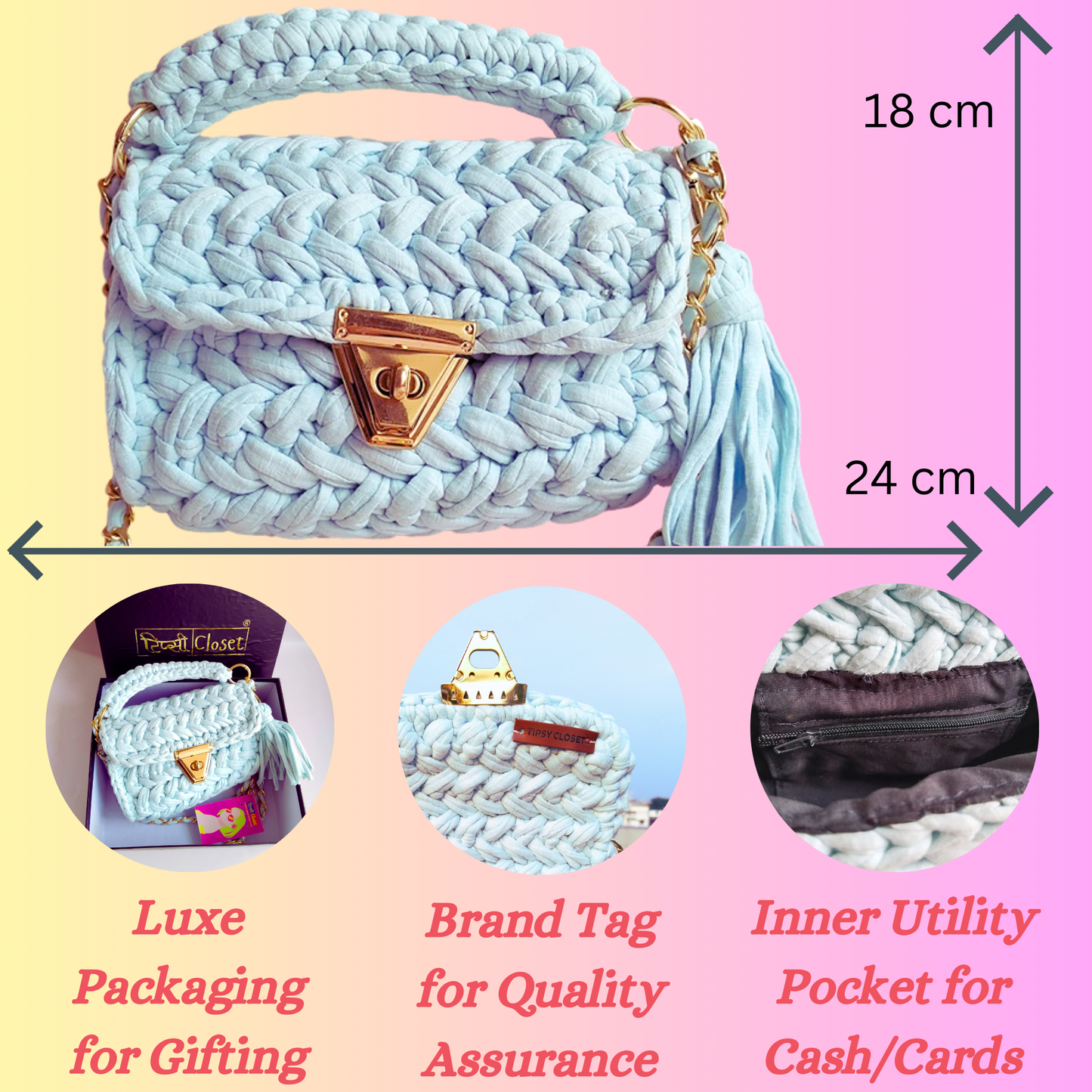 Pastel Blue Crochet Bag