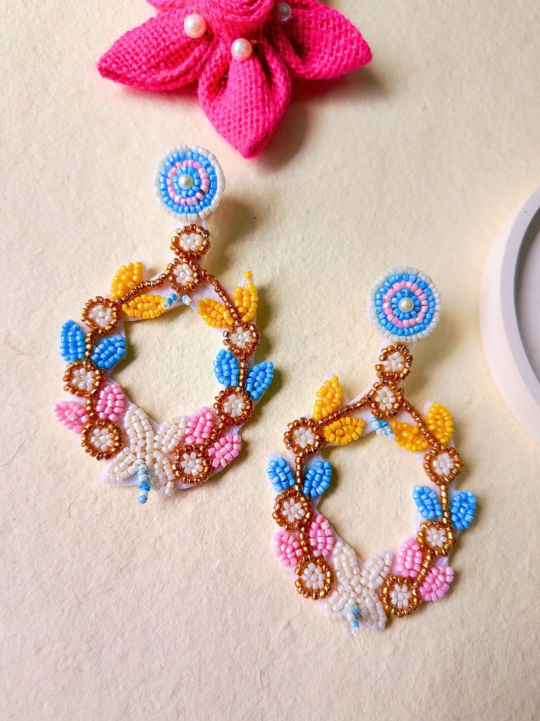 Zia Floral Bridal Jewellery Set (Blue and Yellow)