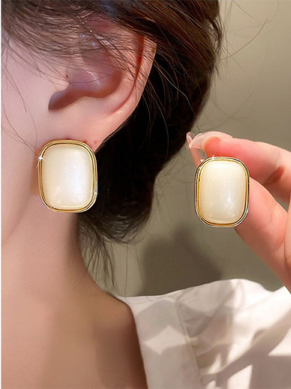 White MOP Stud Earrings