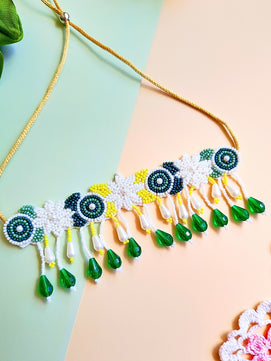 Zia Floral Bridal Choker Set (Yellow & Green)