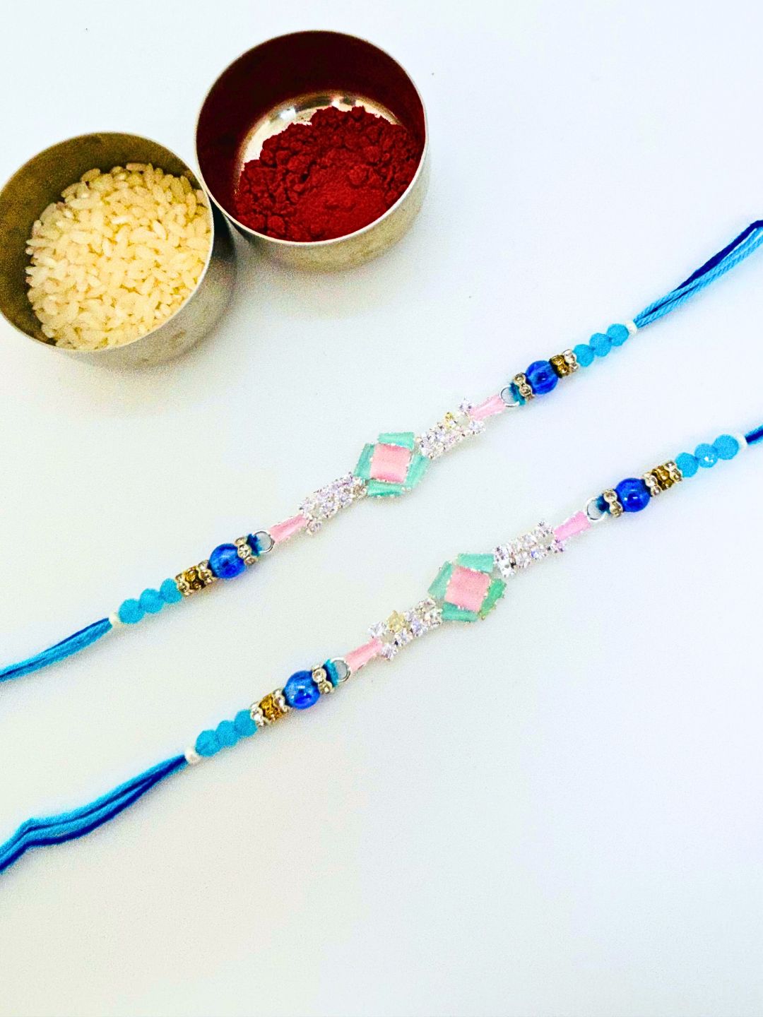 American Diamond AD Rakhi with Roli Chawal for Brother (Pack of 2)