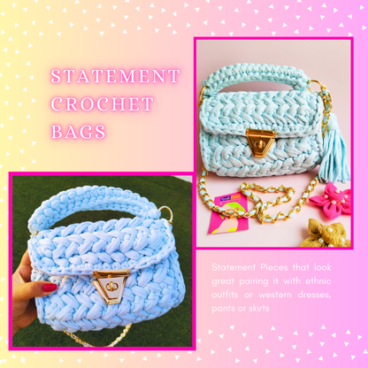 Pastel Blue Crochet Bag