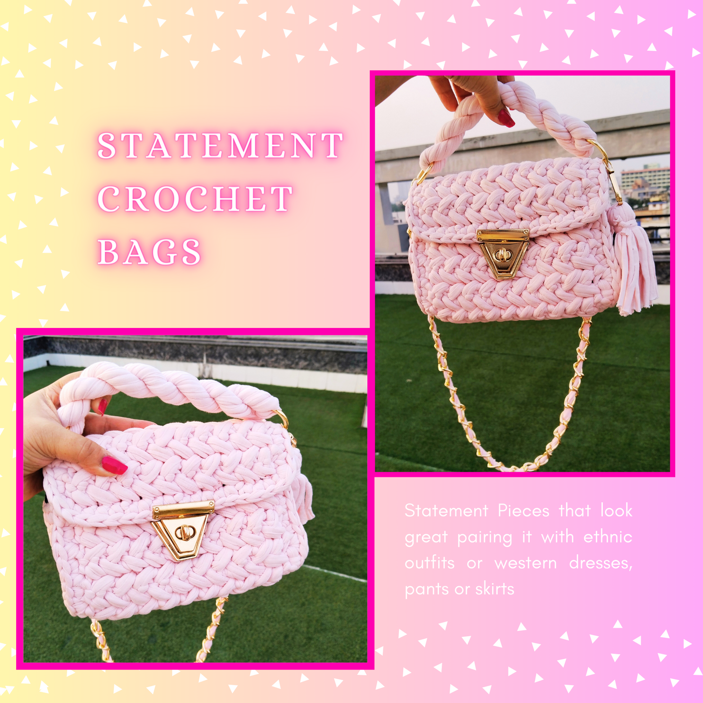 Pastel Pink Crochet Bag