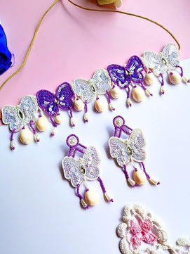 Butterfly Shell Bridal Jewellery Set (Purple)