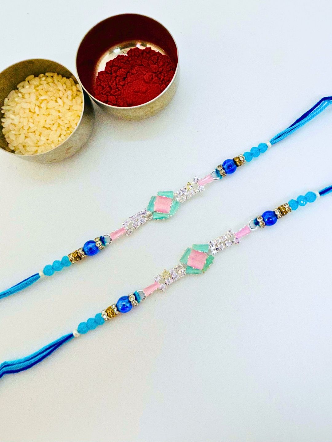 American Diamond AD Rakhi with Roli Chawal for Brother (Pack of 2)