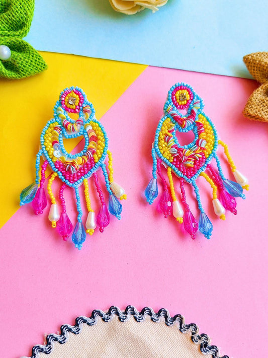 Femina Earrings (Pink and Yellow)