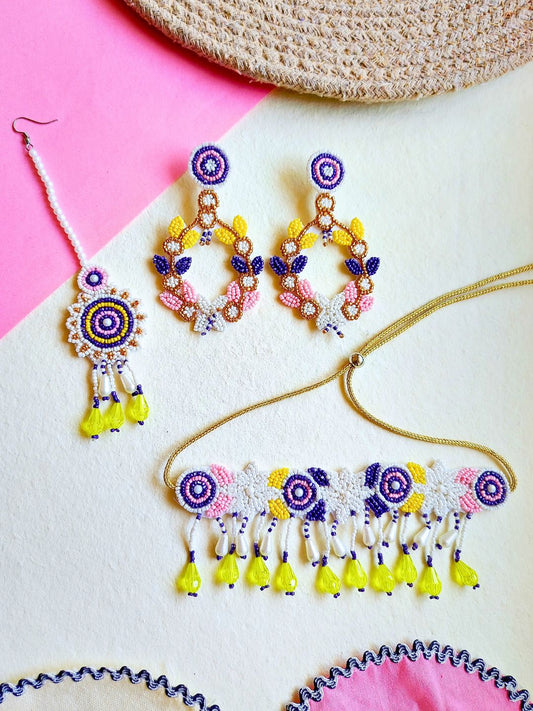Zia Bridal Choker Maangtika Set (Purple)