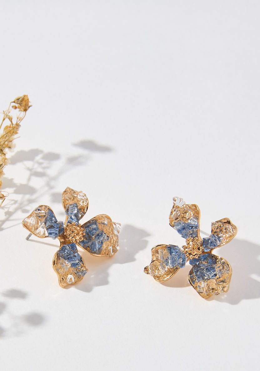 Designer Blue Flower Earrings