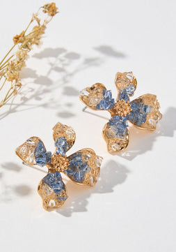Designer Blue Flower Earrings