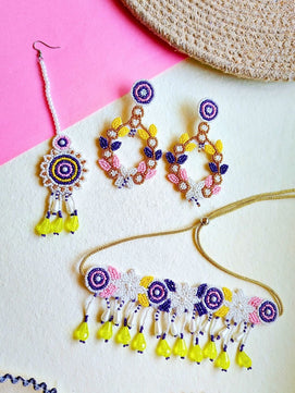 Zia Bridal Choker Maangtika Set (Purple)