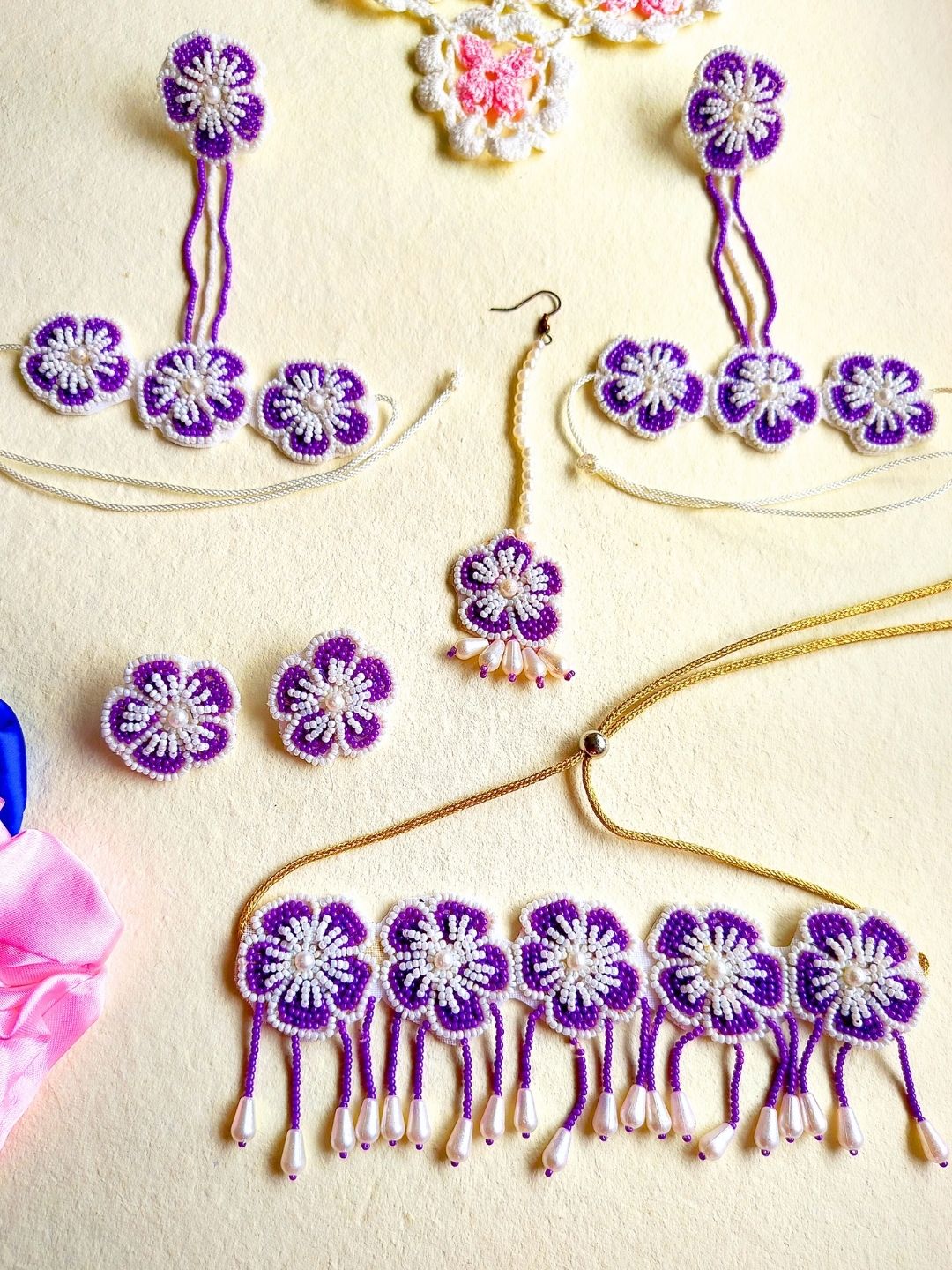 Floral Bridal Jewellery Set (Lilac)