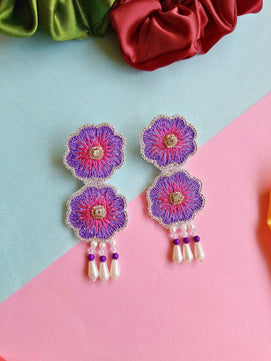 Bloom Floral Earring Set (Pink Purple)