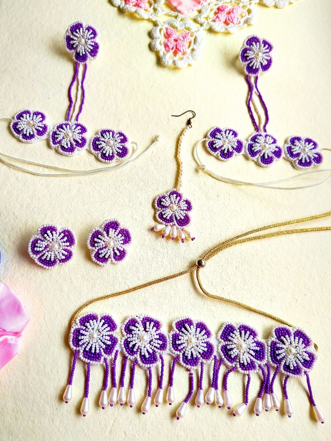 Floral Bridal Jewellery Set (Lilac)