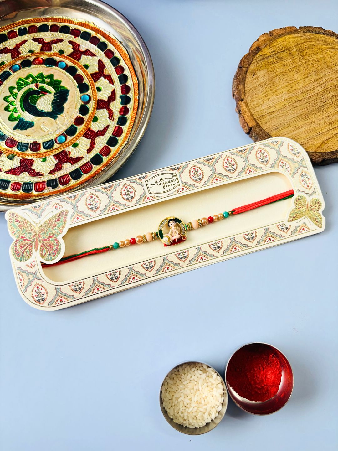 Cute Ladoo Gopal Kids Rakhi with Roli Chawal for Kids