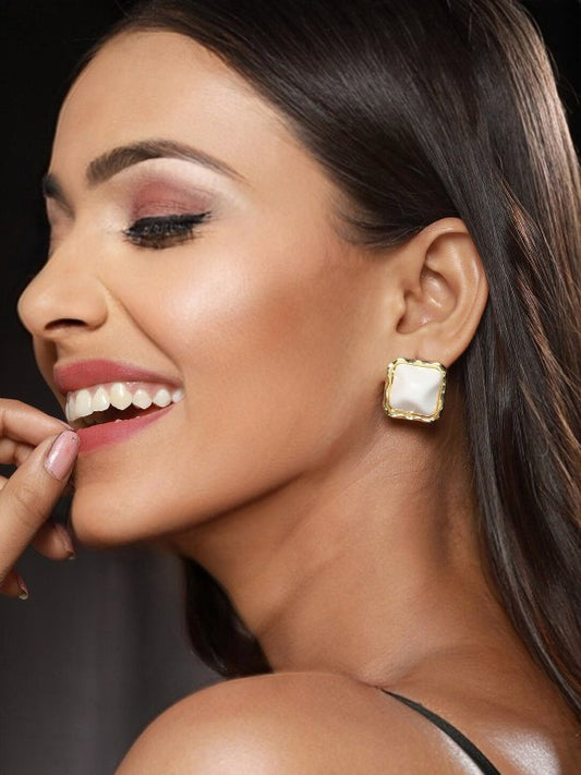 White Stud Earrings