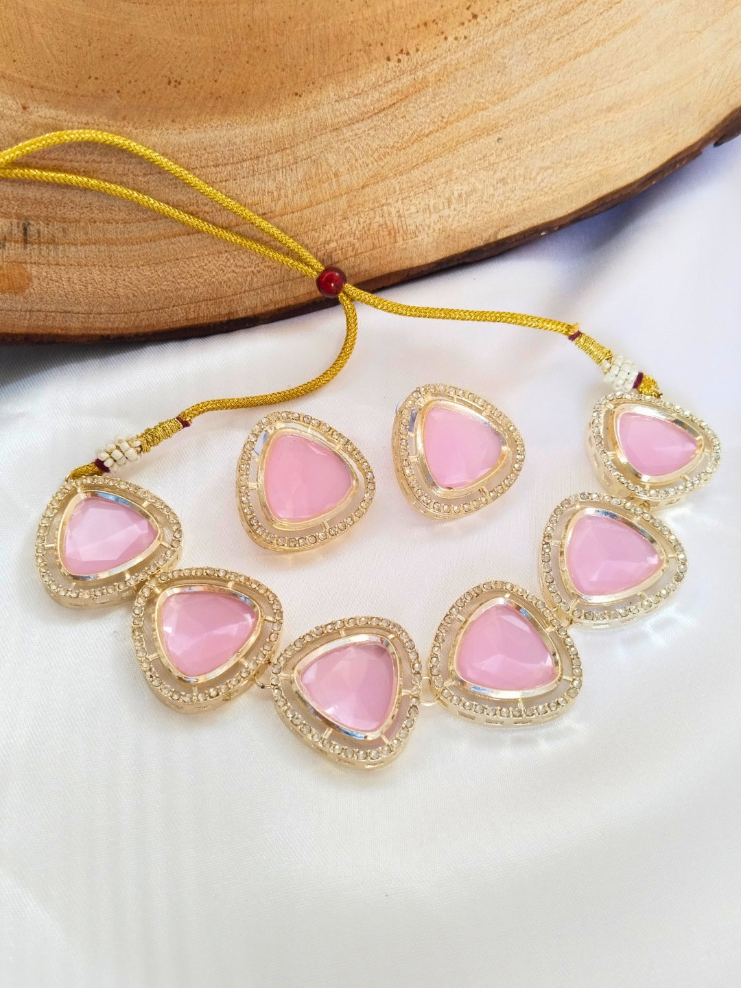 Kundan and AD Choker Set (Light Pink)