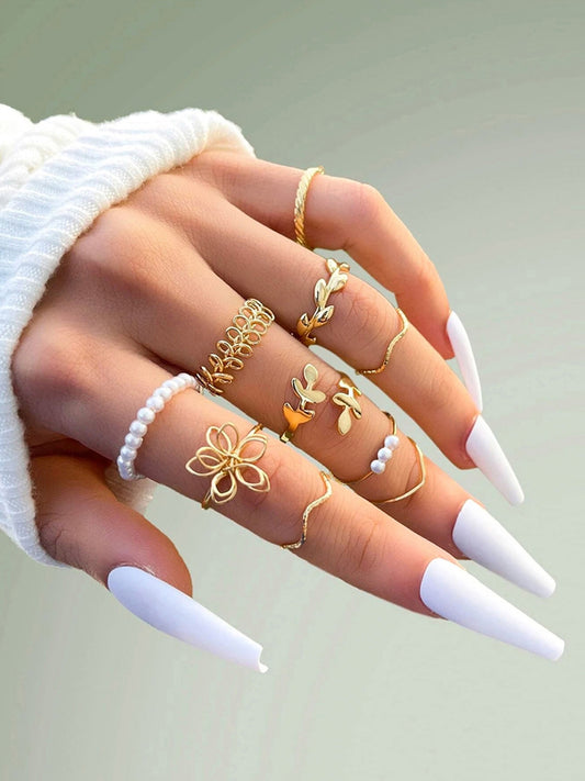 Pearl Ring Combo Set (Gold)