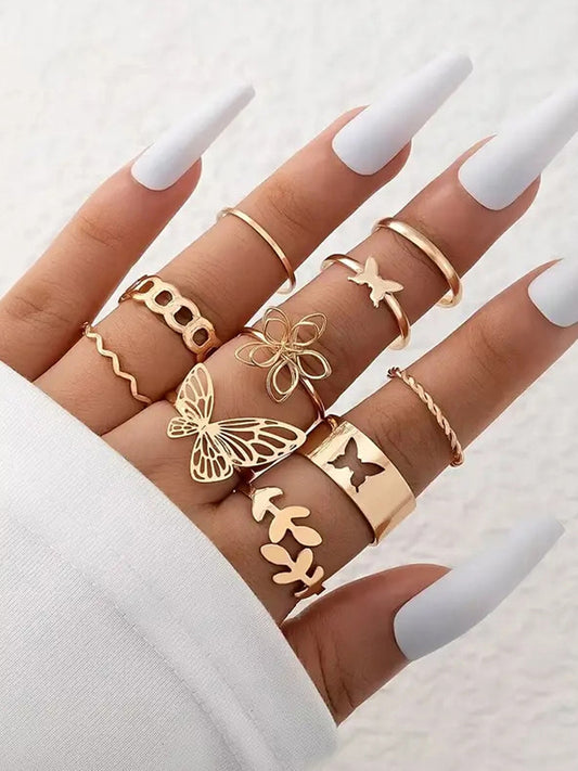 Butterflies Ring Combo Set (Gold)