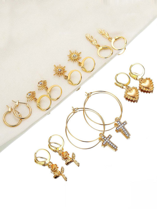 Pookie Combo of 7 Earrings (Gold)