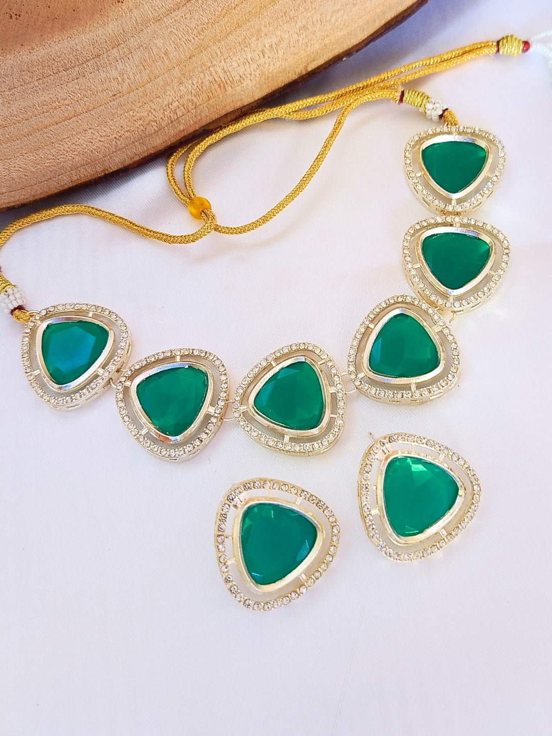 Kundan and AD Choker Set (Green)