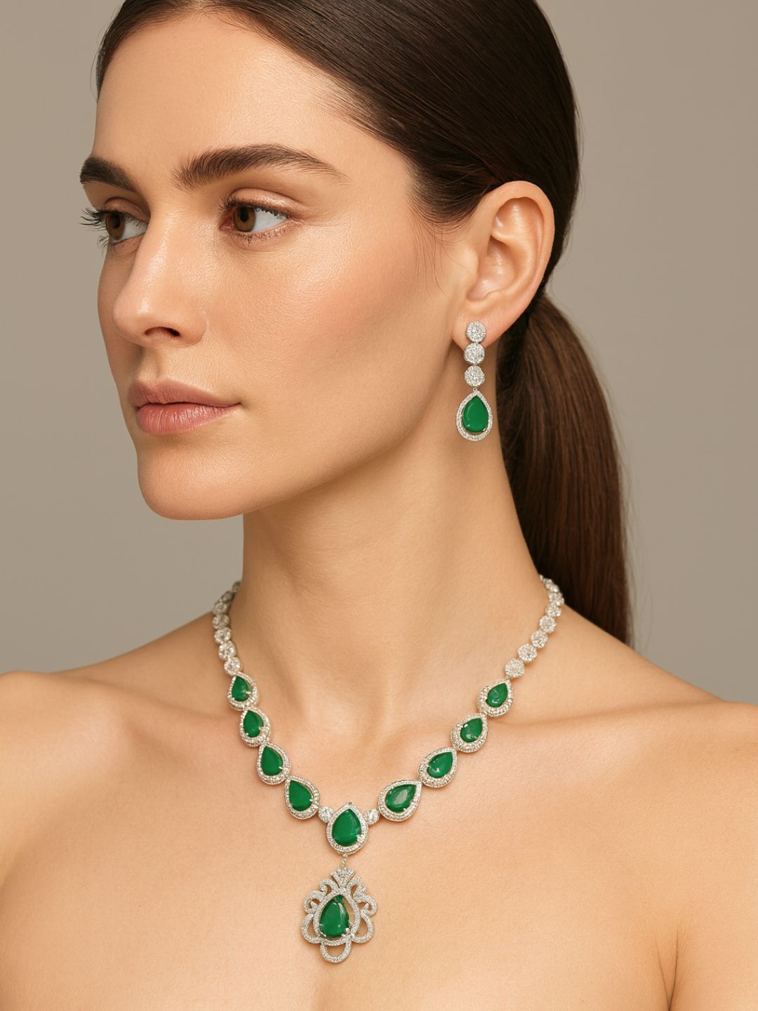 Athena AD Jewellery Set (Green)