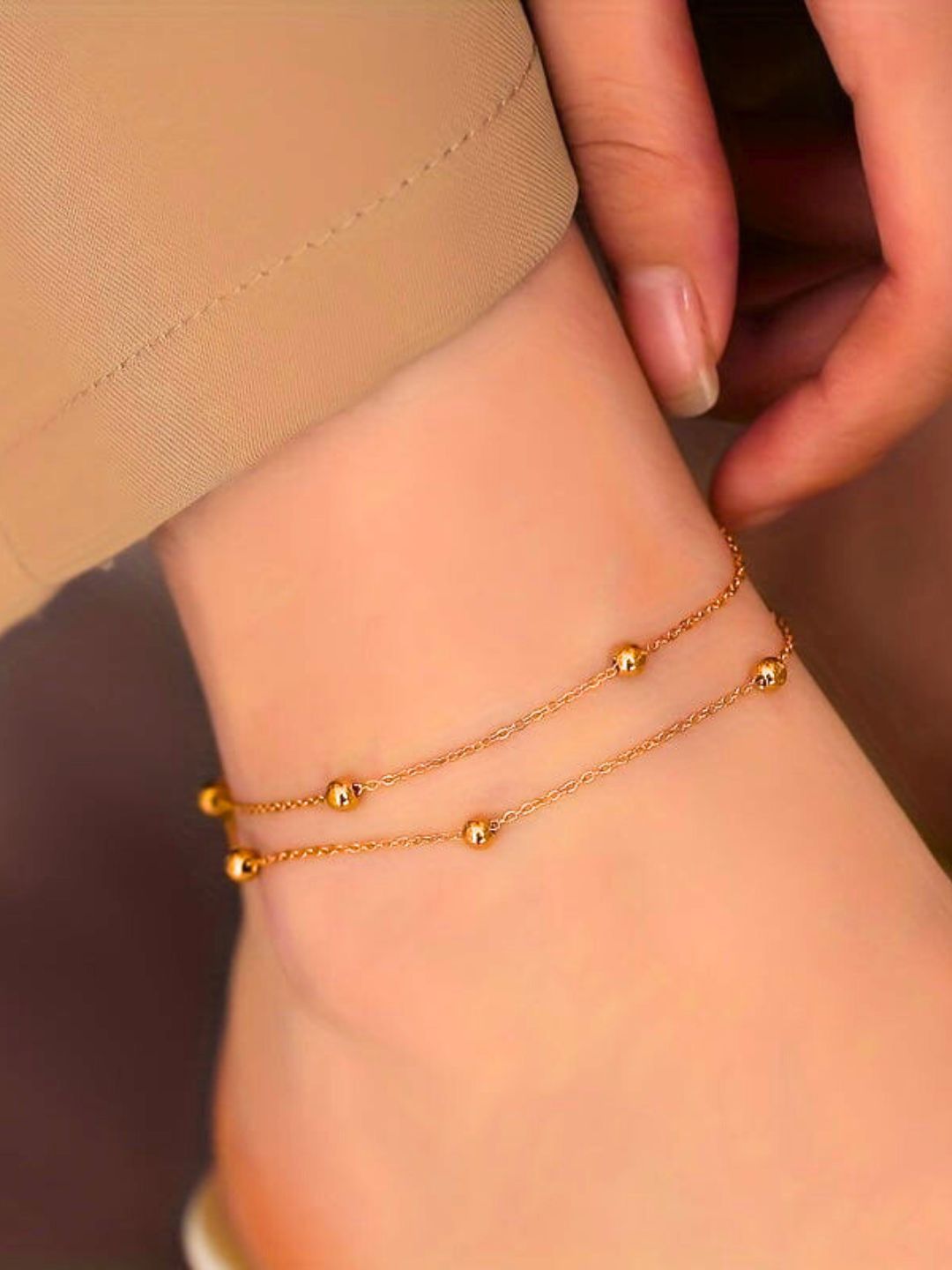 Gold-plated Double Layer Anklet