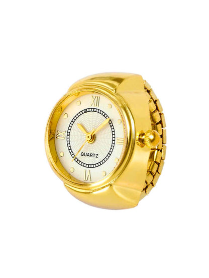 Timeless Ring Watch Stretchable Analog Watch Finger Ring (Gold)