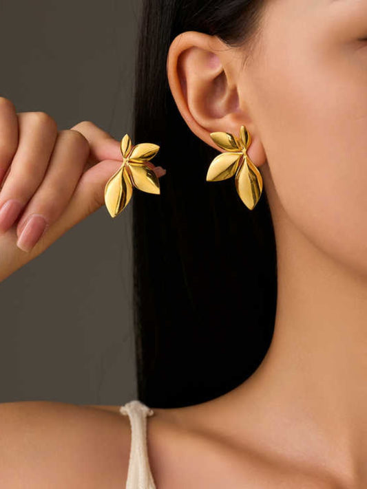 Floral Oversized Studs (Gold)