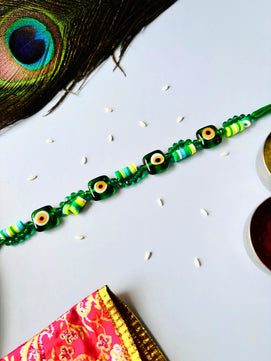 Evil Eye Bracelet Rakhi with Roli Chawal for Brother