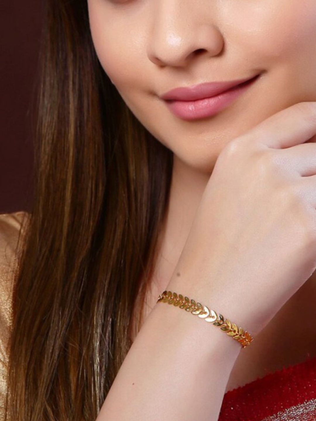 Pinterest Leaf Bracelet Anti-tarnish Stainless Steel Bracelet (Gold)