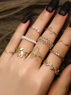 Pearl Ring Combo Set (Gold)