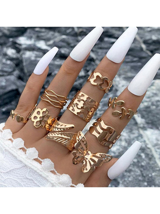 Quirky Stackable Ring Combo (Gold)