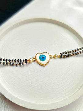 Rose Gold-Plated Evil Eye Heart MOP Mangalsutra Bracelet